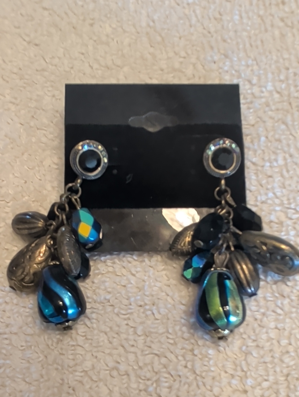 Women Jewelry Blue-Green Dangle Cluster Earrings